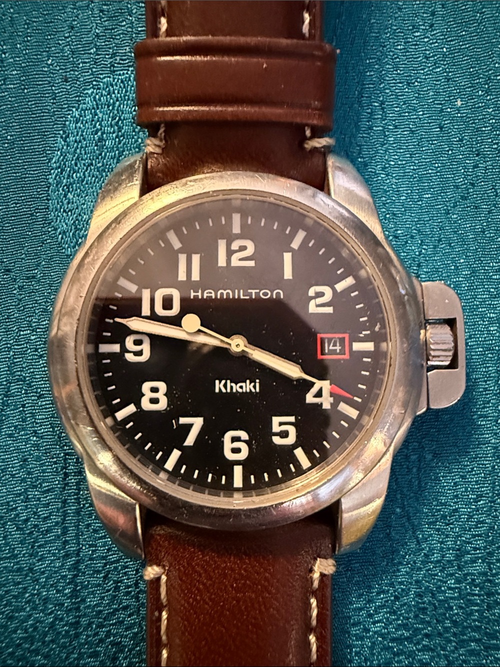 Hamilton Khaki Black Dial with Brown Leather Strap